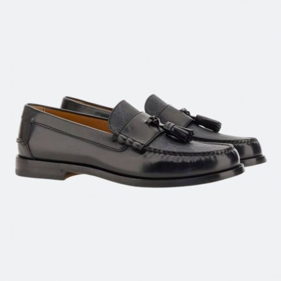 Brand new with box Gucci GG Logo Leather Tassel Loafers Men's Black Us size 12.5 - Picture 1 of 11